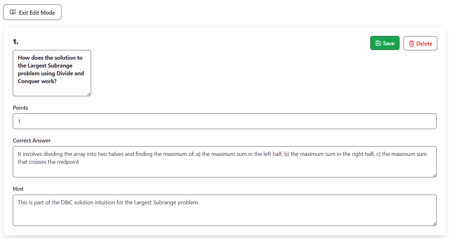 Preview and Edit Questions